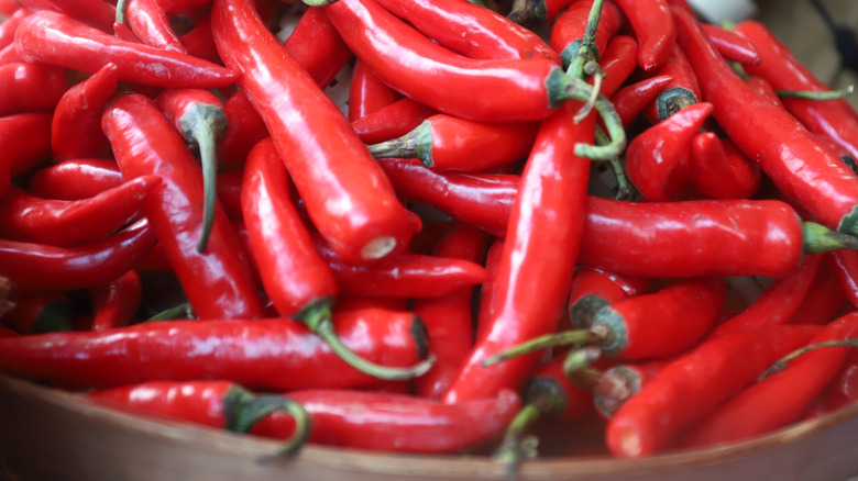 Red cayenne peppers.