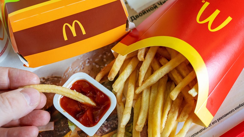 Dipping McDonald's fries in ketchup