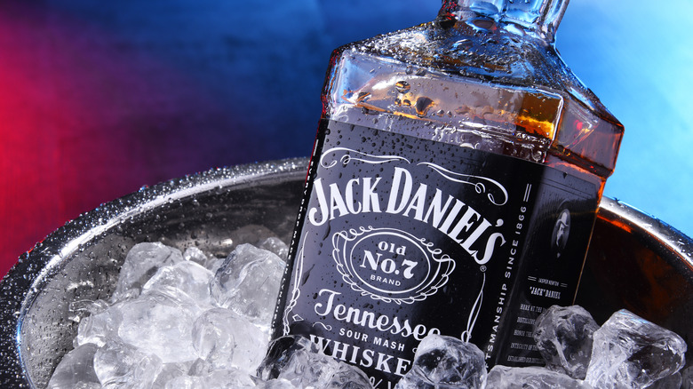 Jack Daniels bottle on ice