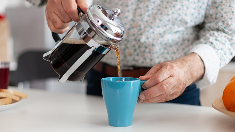 French press coffee pouring