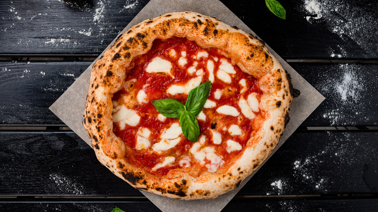 Neapolitan pizza with charred crust