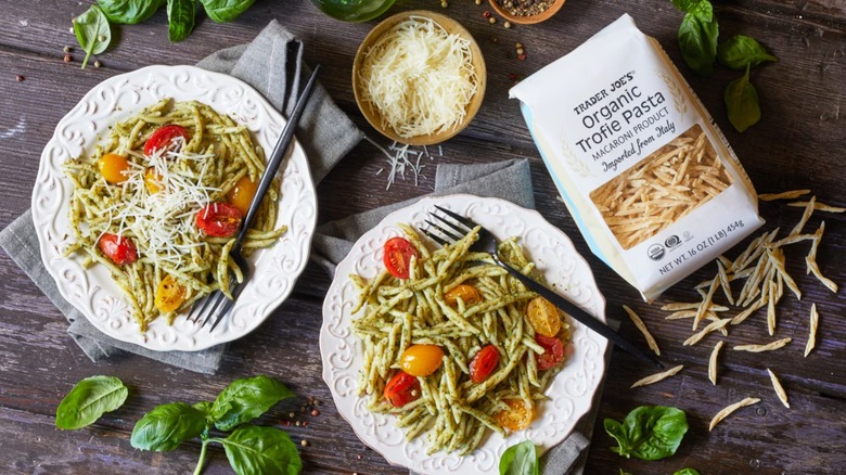 trofie pasta served in bowls 