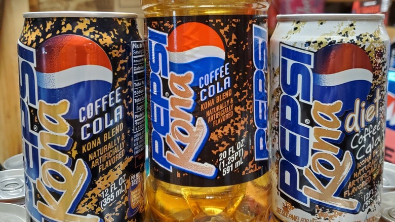 Pepsi Kona cans and bottle
