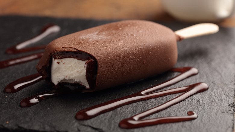 Chocolate-dipped coconut ice cream bar 