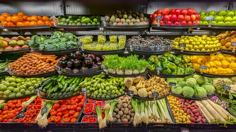 Produce in a grocery store