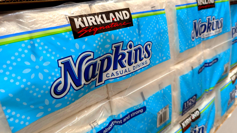 Kirkland napkins on stire shelf