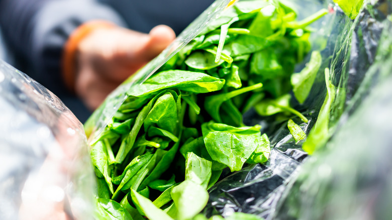 greens in plastic bag