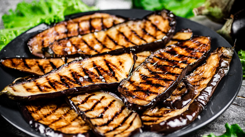 Grilled pieces of eggplant