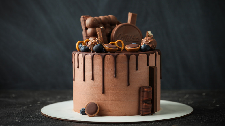 Towering chocolate cake