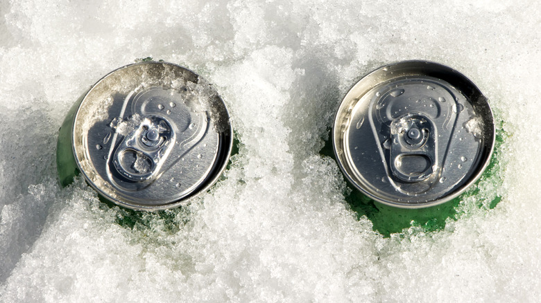 Bottles of beer in ice