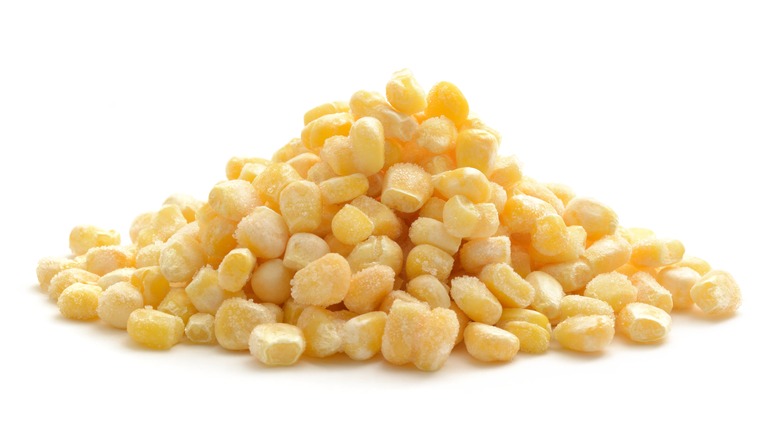 Pile of frozen corn kernels