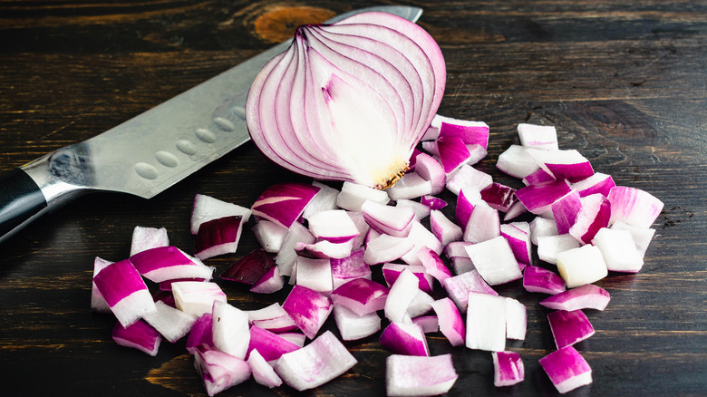 Diced red onion
