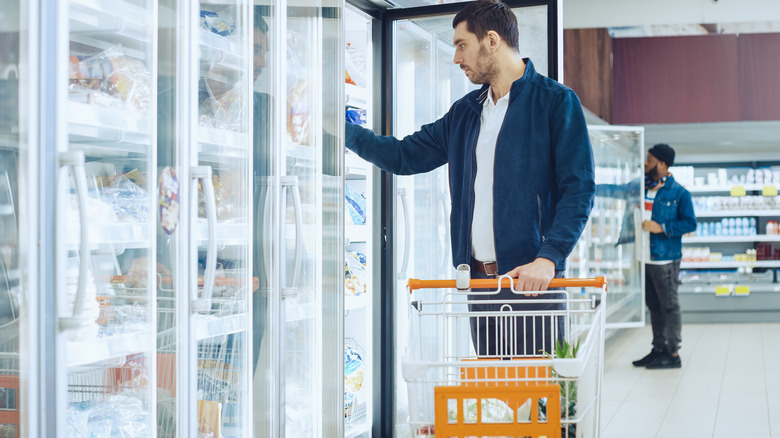 man freezer aisle