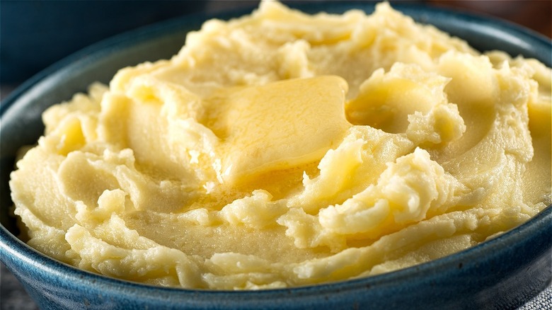 Mashed potatoes in a serving dish