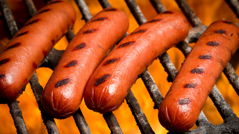 Hot dogs on grill