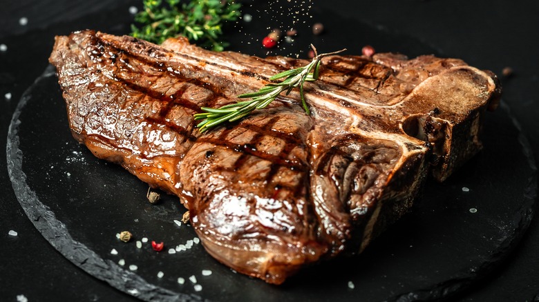 steak on a dark background
