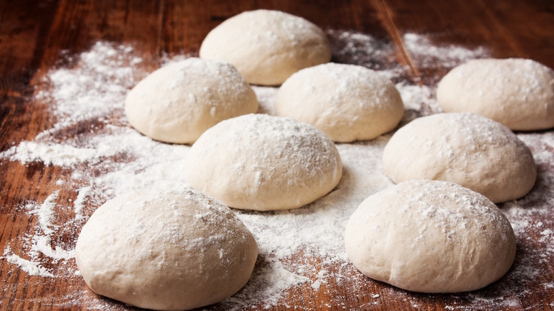 Balls of pizza dough