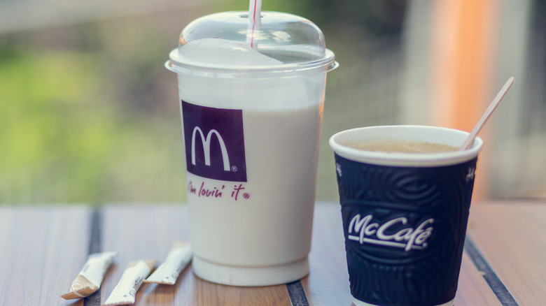 McDonald's shake and coffee