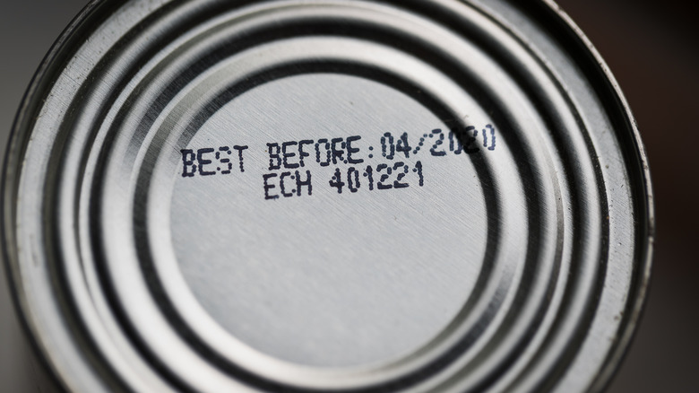 Close up of can's expiration date