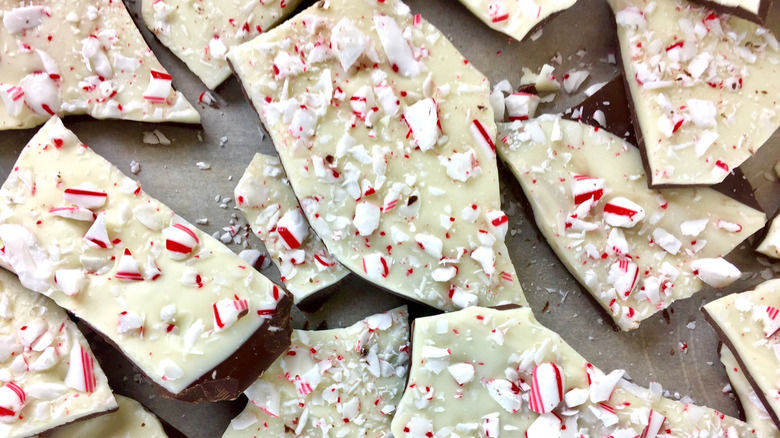 pieces of peppermint bark on a table