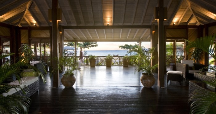 Pool with beach view