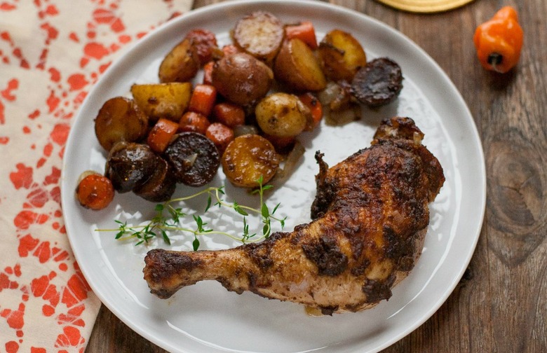 Roasted Jerk Chicken with Carrots and Potatoes
