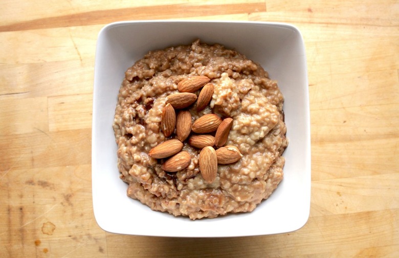 Chocolate and Peanut Butter Oatmeal with Almonds