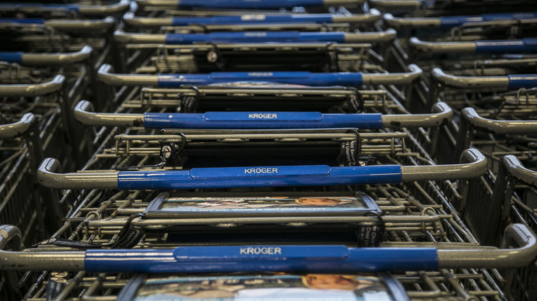 Kroger shopping carts lined up