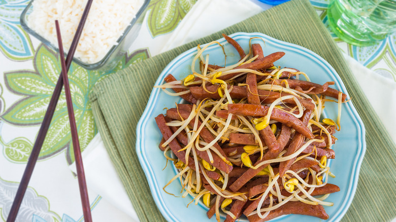 SPAM stir fry with rice