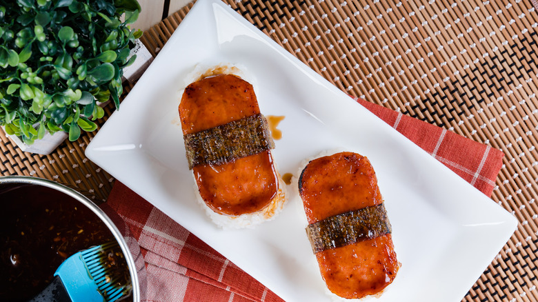 Spam musubi on plate