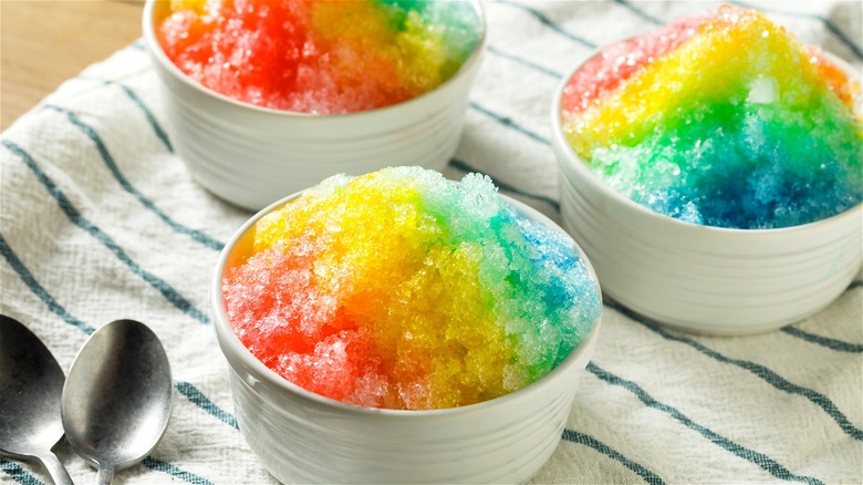 Rainbow colored shaved ice 