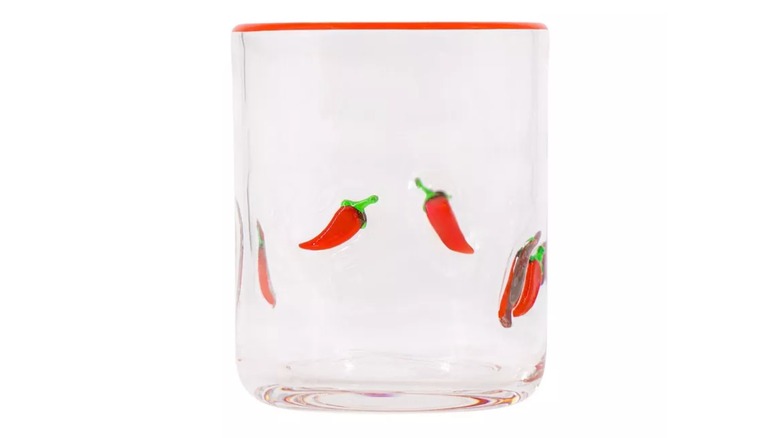 A Madison Home 16 fl oz Icon Glass Tumbler with chili peppers