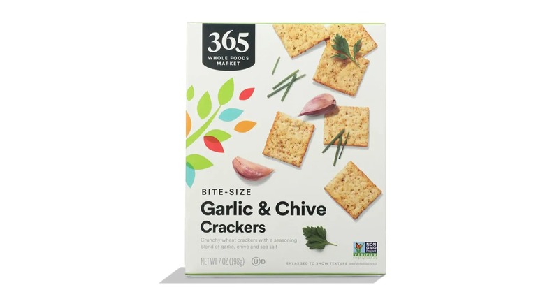 Box of 365 by Whole Foods Market Bite Sized Garlic Chive Crackers