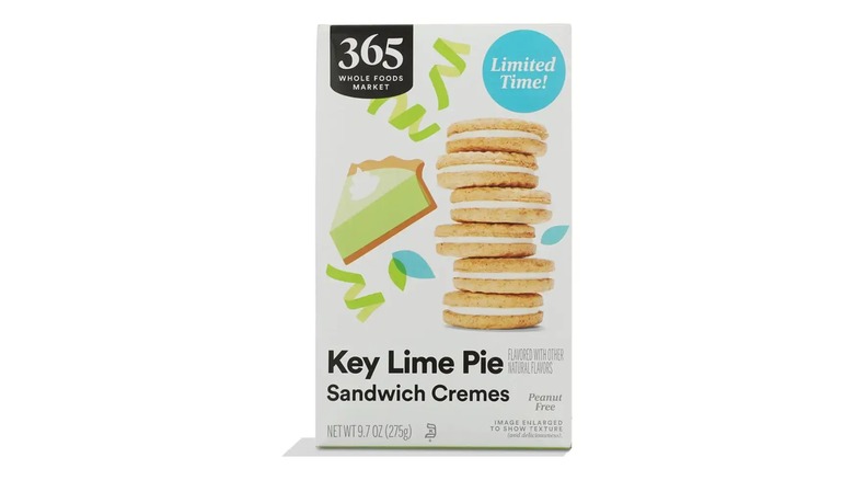A box of 365 by Whole Foods Market Key Lime Pie Cookie Sandwich Creme