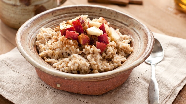oatmeal bowl with chopped apples 