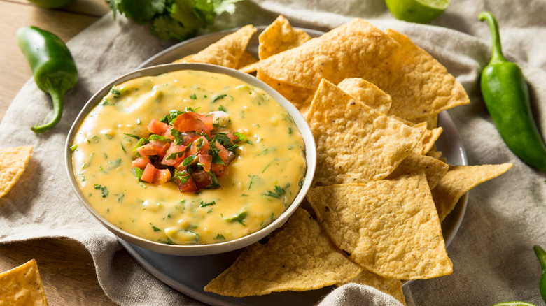cheesy queso with chips