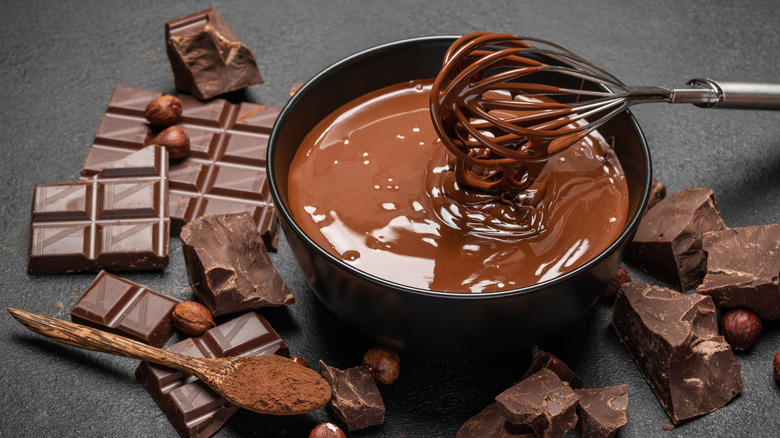 Bowl with melted chocolate