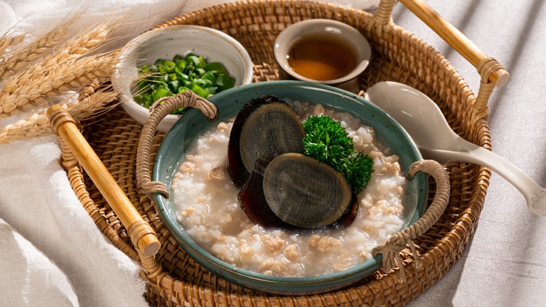 Congee with century egg