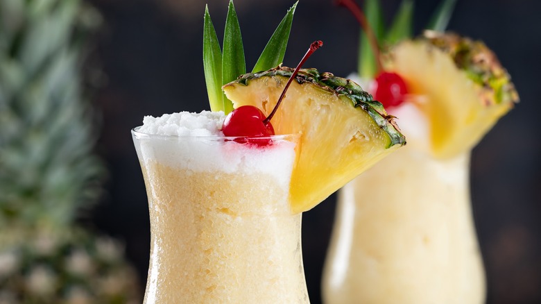 Cocktail with cherry and pineapple