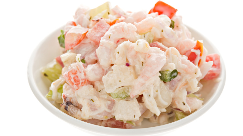 Seafood salad in a bowl