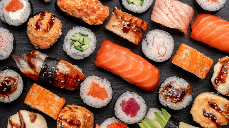 An assortment of sushi 