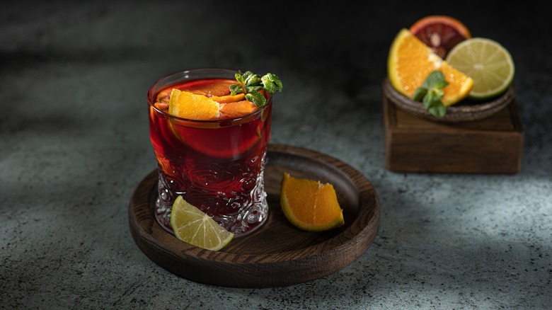 Glass of sangria with fruit