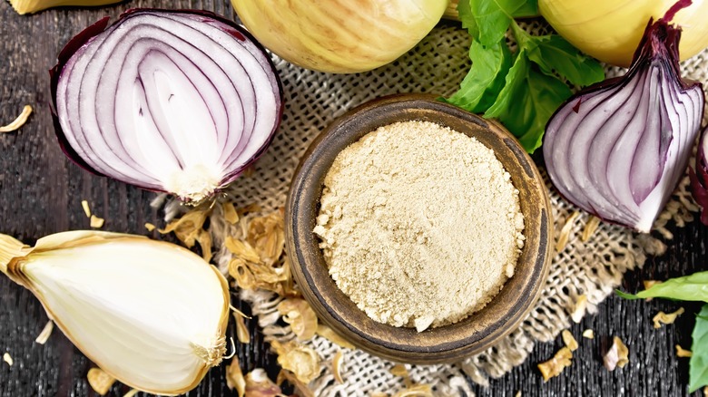 bowl filled with onion or garlic powder