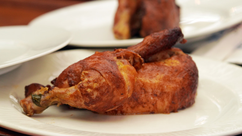 Roast chicken on a plate 