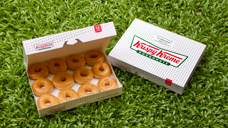 Krispy Kreme doughnuts and box