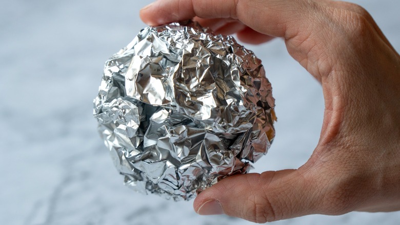 a ball of aluminum foil