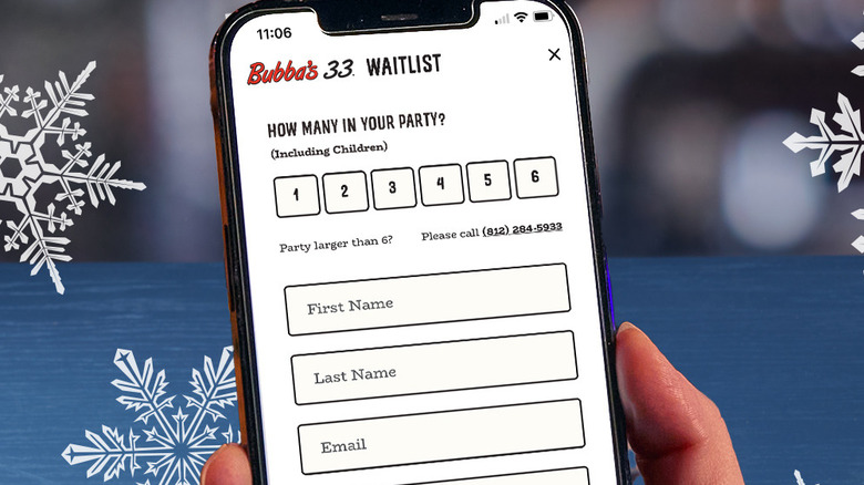 Phone screen with the Bubba's 33 phone app pulled up
