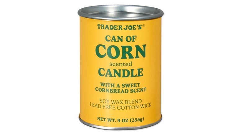 Trader Joe's yellow can of corn scented candle