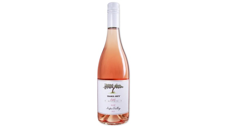 A pink bottle of Trader Joe's petite reserve rose
