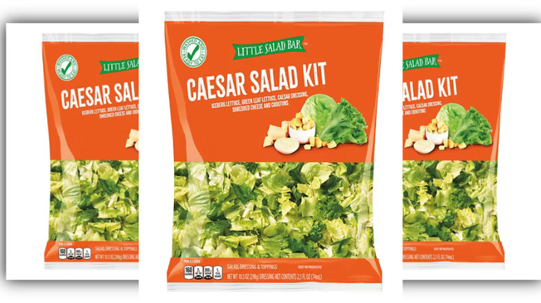 a bag of Little Salad Bar Caesar Salad Kit against a white background